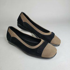 Aerosoles Comfort what's what Jump On Suede Ballet Flats Beige Tan Black Size 7M